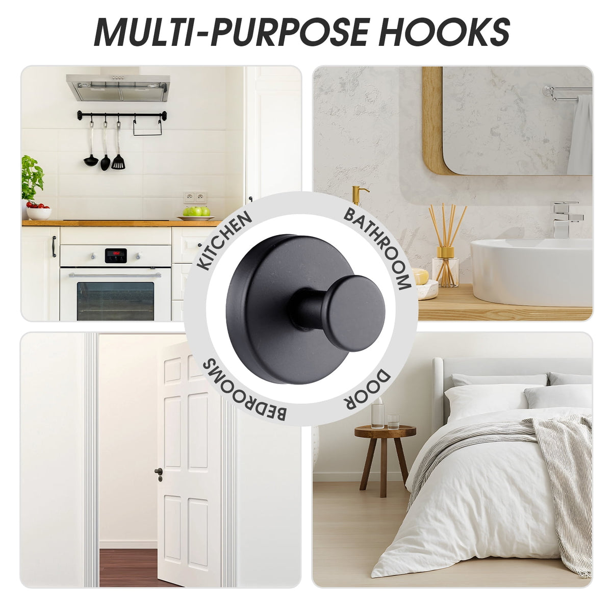 Suction Cup Shower Hooks, Set of 4 in Matte Black, Holds 11 Pounds - Image 6