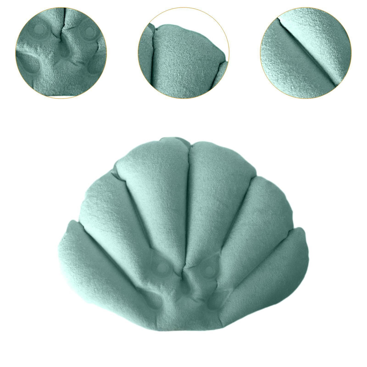 Inflatable Bath Pillow with Suction Cups, Shell-Shaped Headrest - Image 6