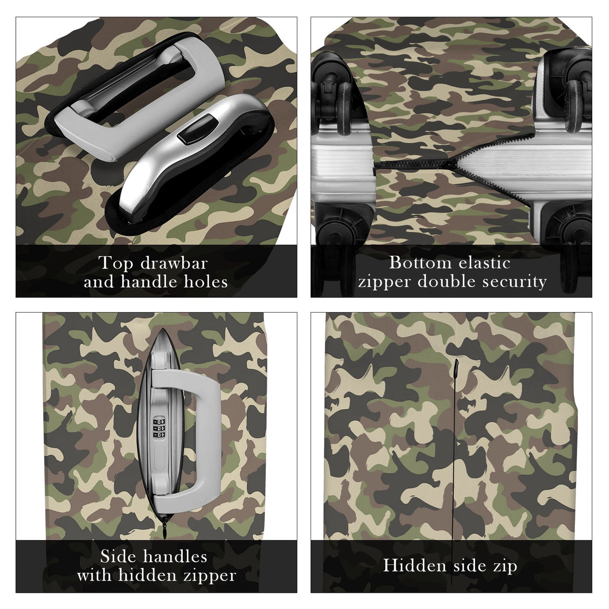 Elastic Suitcase Cover for 22 to 25 Inch Cases, Washable Camouflage Print - Image 6