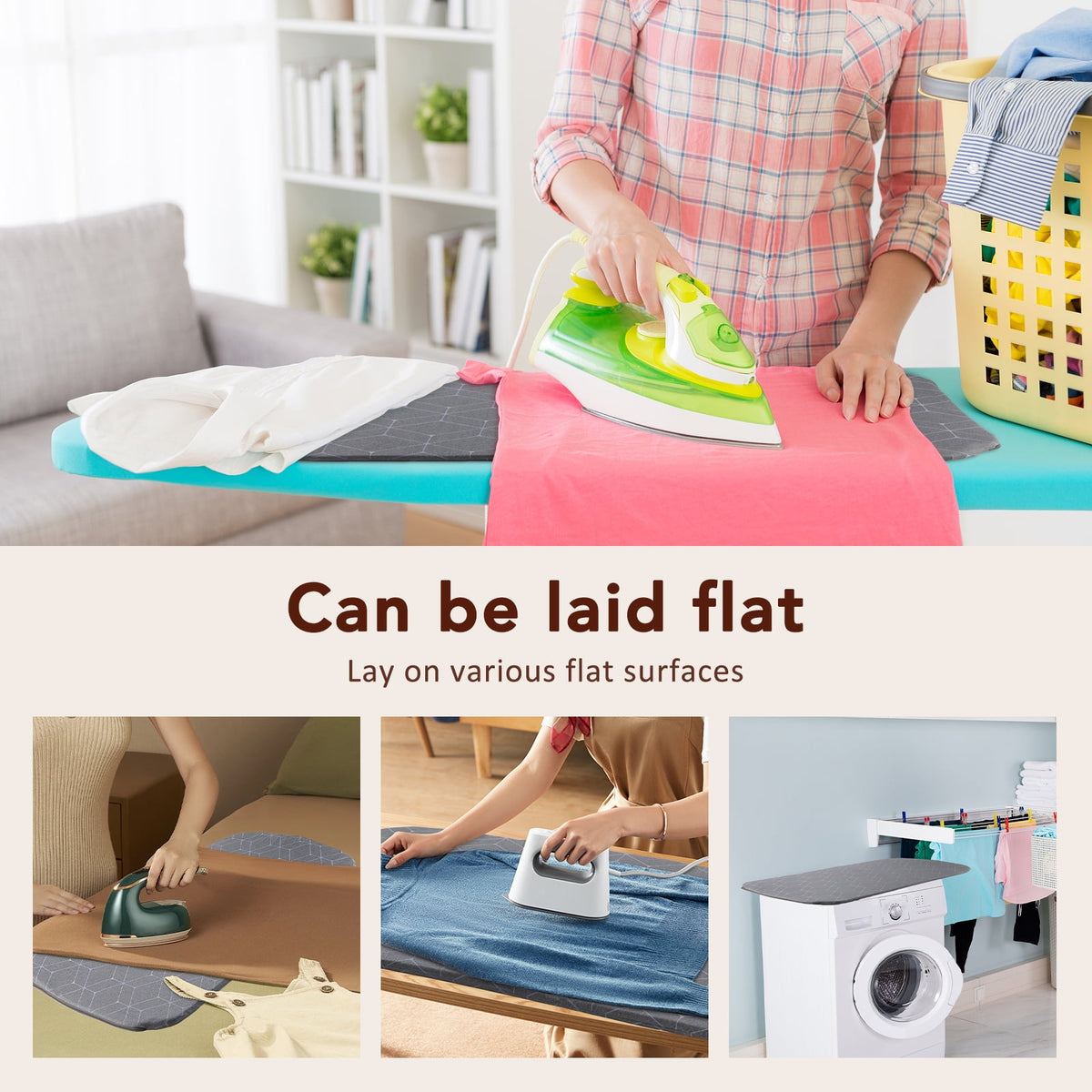 Foldable Ironing Mat with Rotating Hook, 34.5 x 17 Inches, Heat Resistant - Image 6