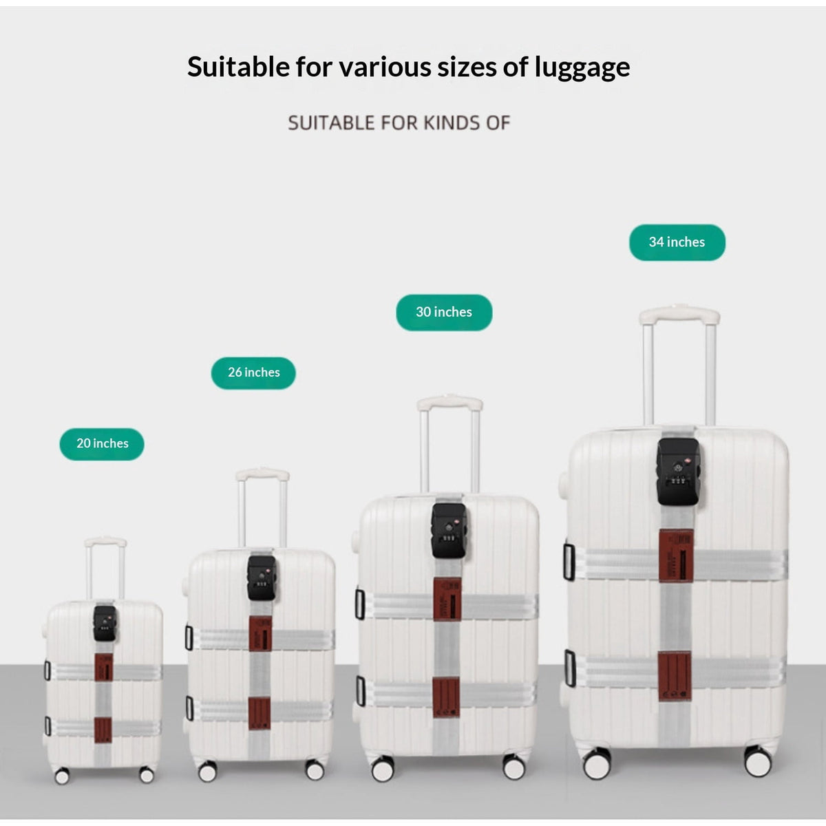 Cross Luggage Strap with Combination Lock and ID Window, Fits 20 to 32 Inch Cases - Image 5