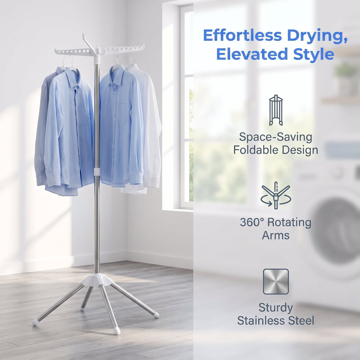 Foldable Tripod Drying Rack, 59 Inches Tall with a Rotating Rail - Image 6