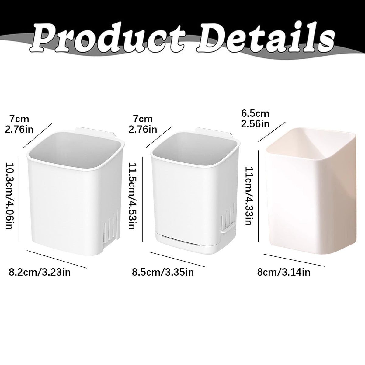 Adhesive Wall Toothbrush and Toothpaste Holder with Draining Cup, White - Image 2