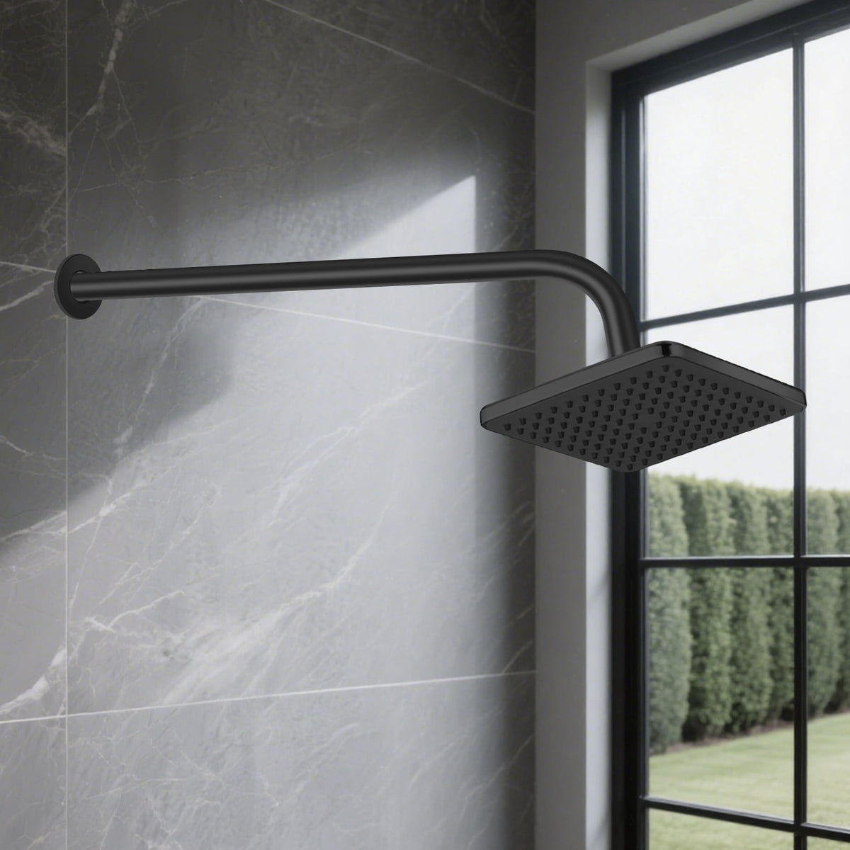 Sixteen-Inch Wall-Mount Shower Arm with Flange, Matte Black Steel - Image 5