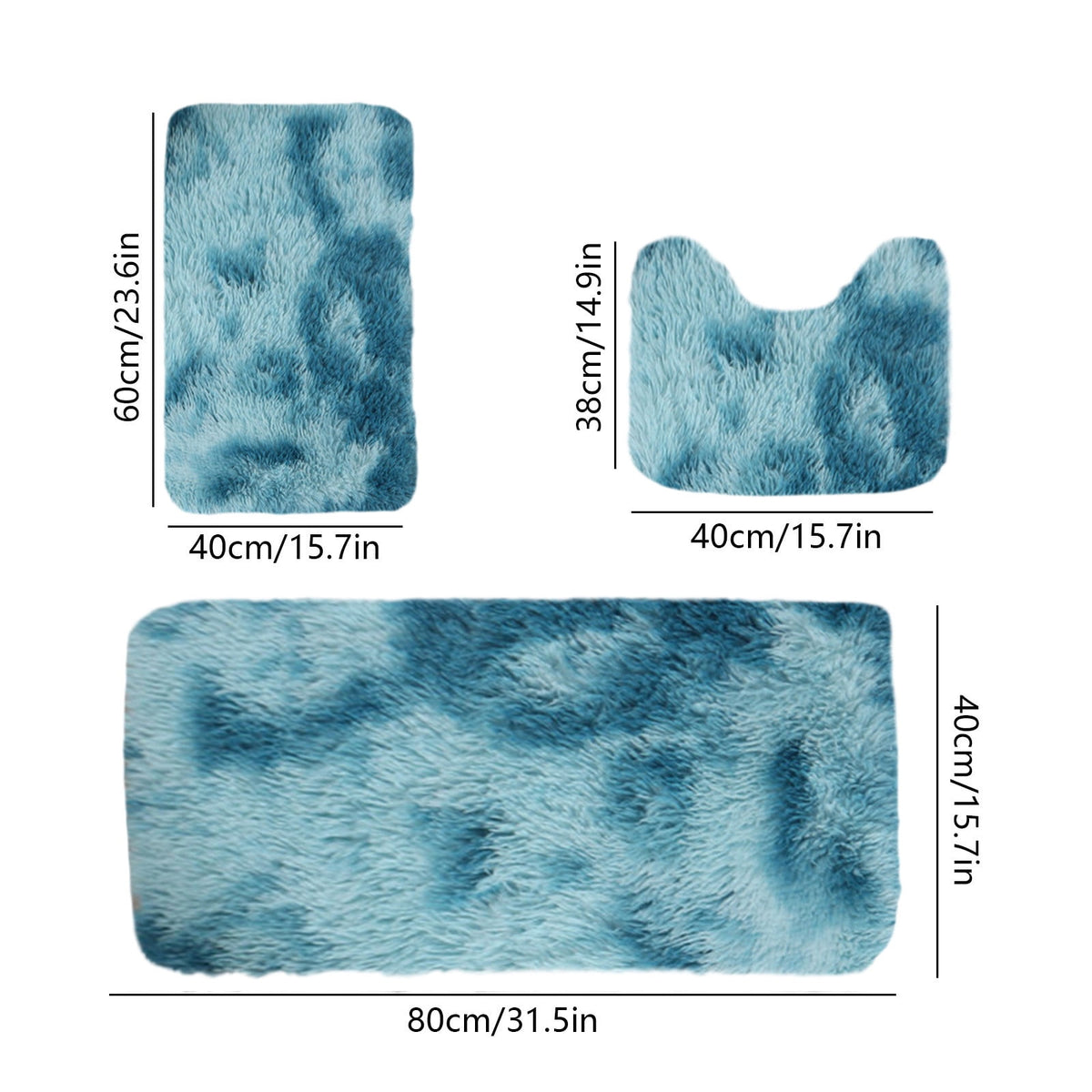 Three-Piece Tie-Dye Bath Mat Set with Contour Rug and Non-Slip Backing - Image 3