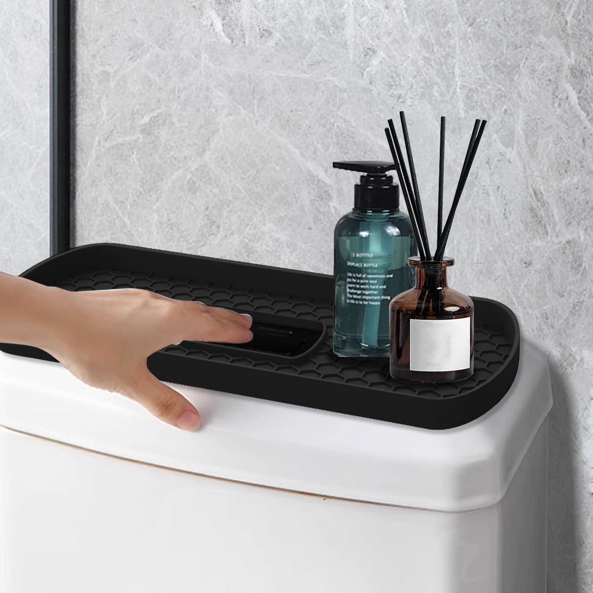 Non-Slip Silicone Tray for Bathroom Counters and Cistern Tops, 13.77 Inches - Image 2