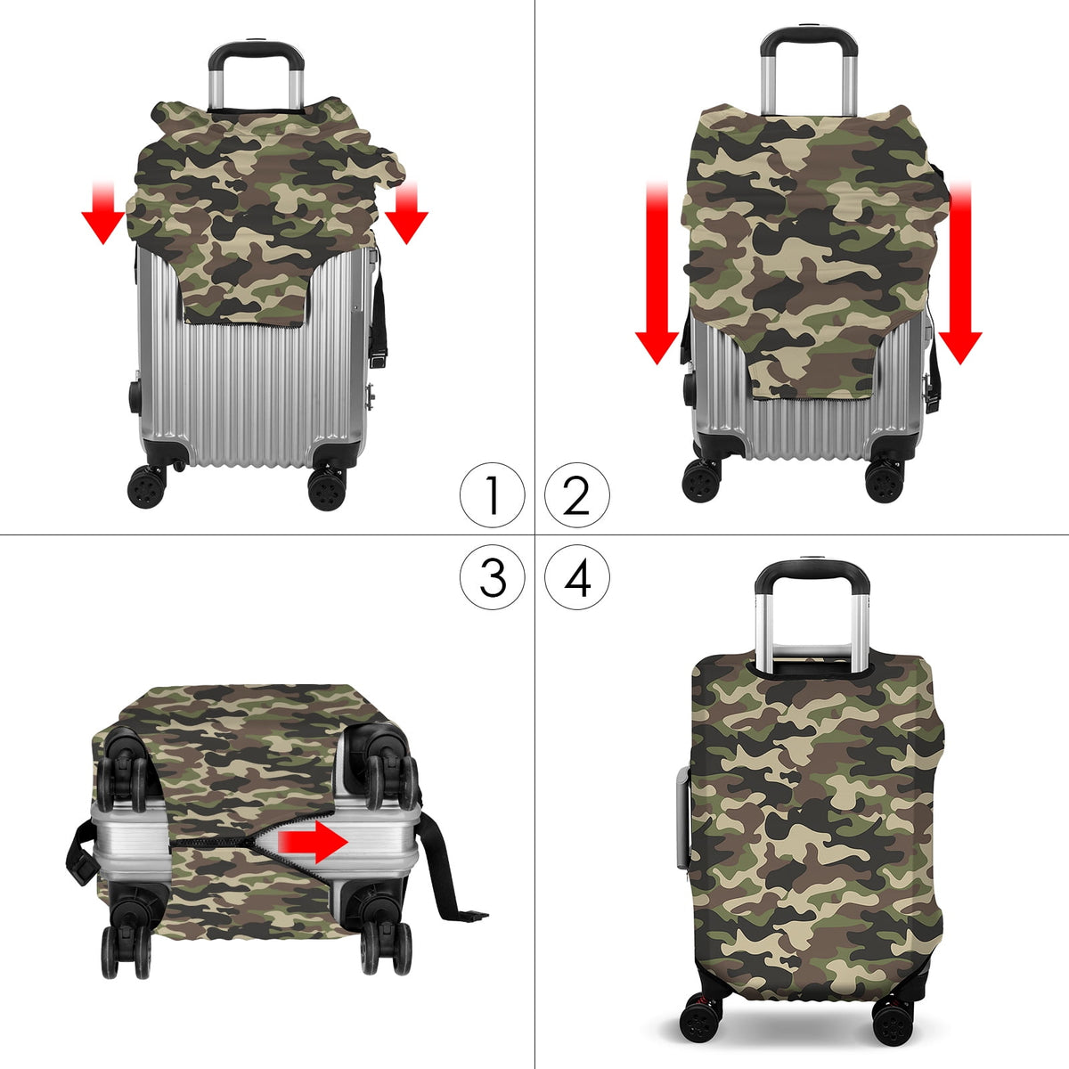 Elastic Suitcase Cover for 22 to 25 Inch Cases, Washable Camouflage Print - Image 2