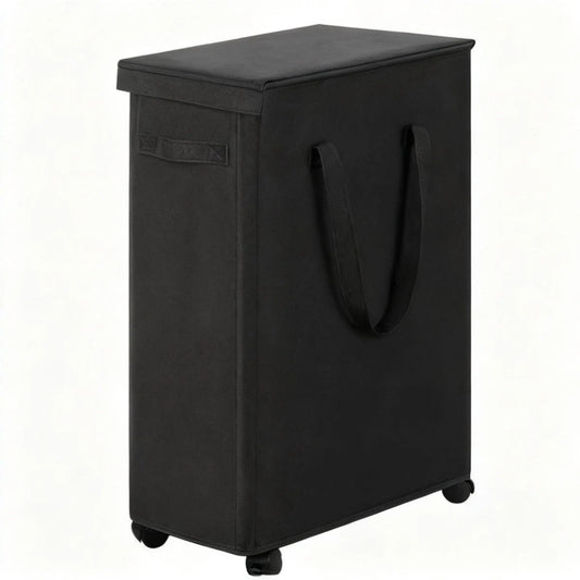 Rolling Laundry Hamper with Lid, Foldable Oxford Cloth on Casters