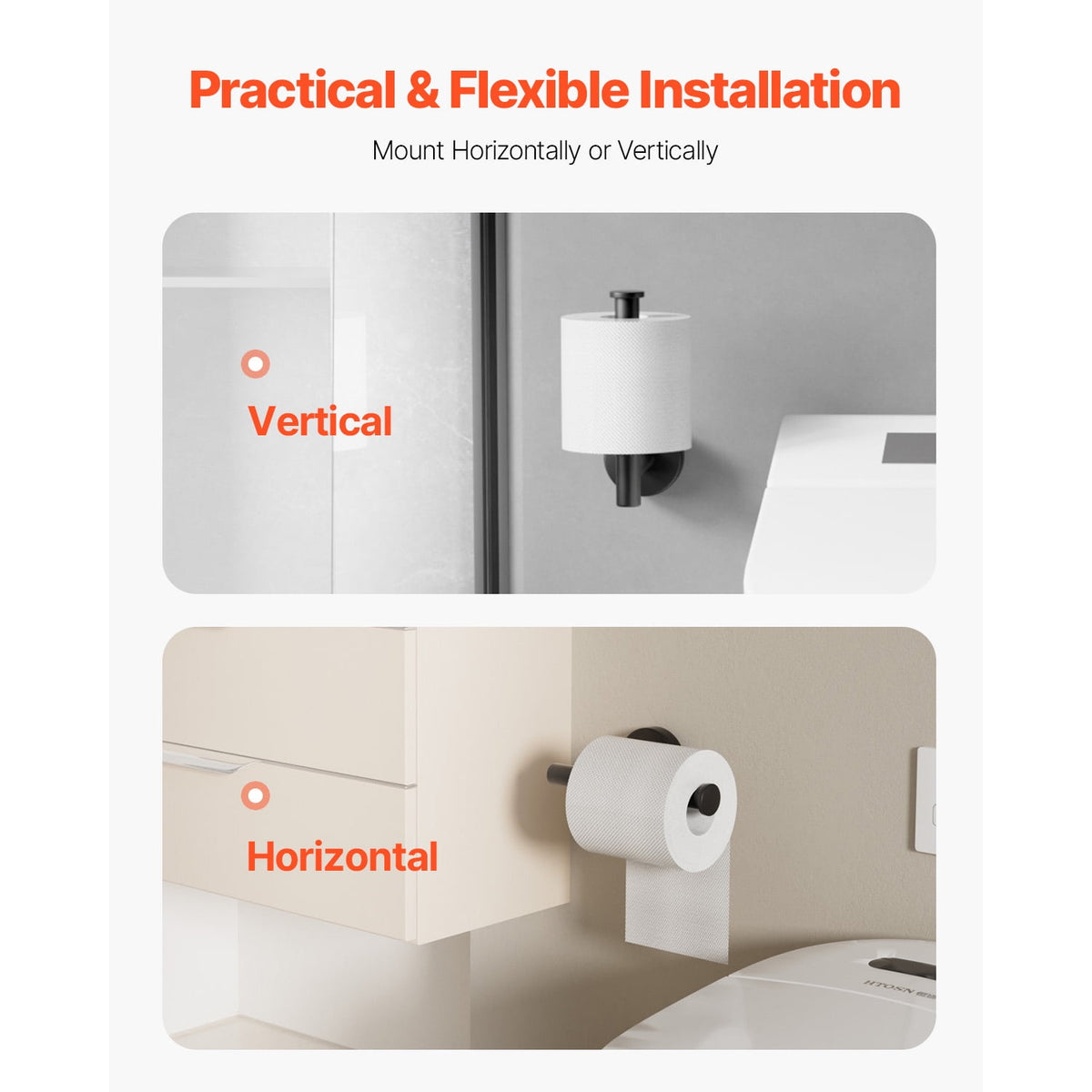 Wall-Mounted Toilet Roll Holder in Stainless Steel, 5 Inch Rod - Image 3