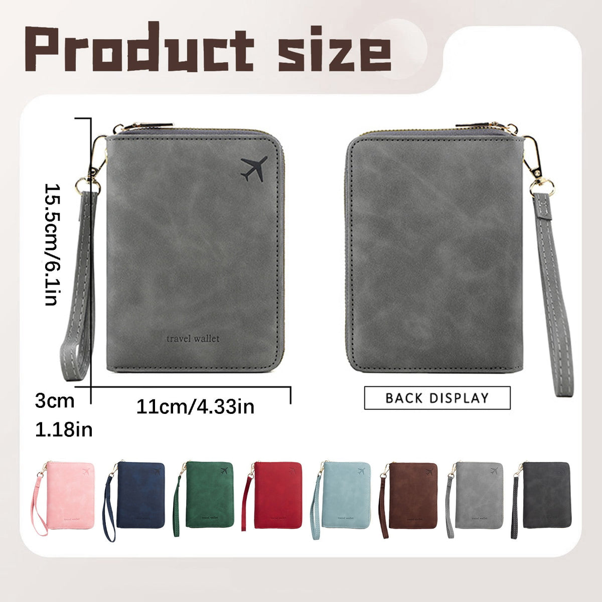 Zippered Passport and Document Wallet with RFID-Blocking Lining - Image 3