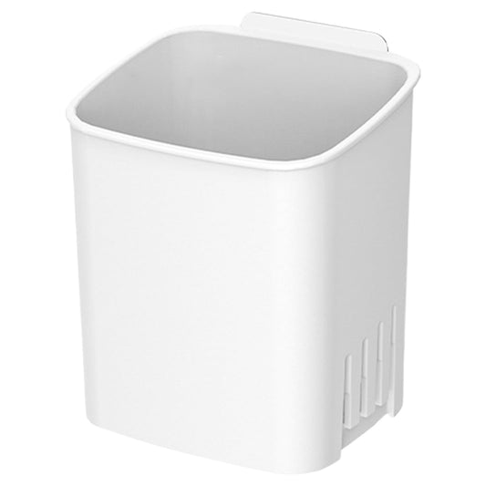 Adhesive Wall Toothbrush and Toothpaste Holder with Draining Cup, White
