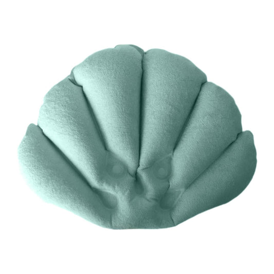 Inflatable Bath Pillow with Suction Cups, Shell-Shaped Headrest