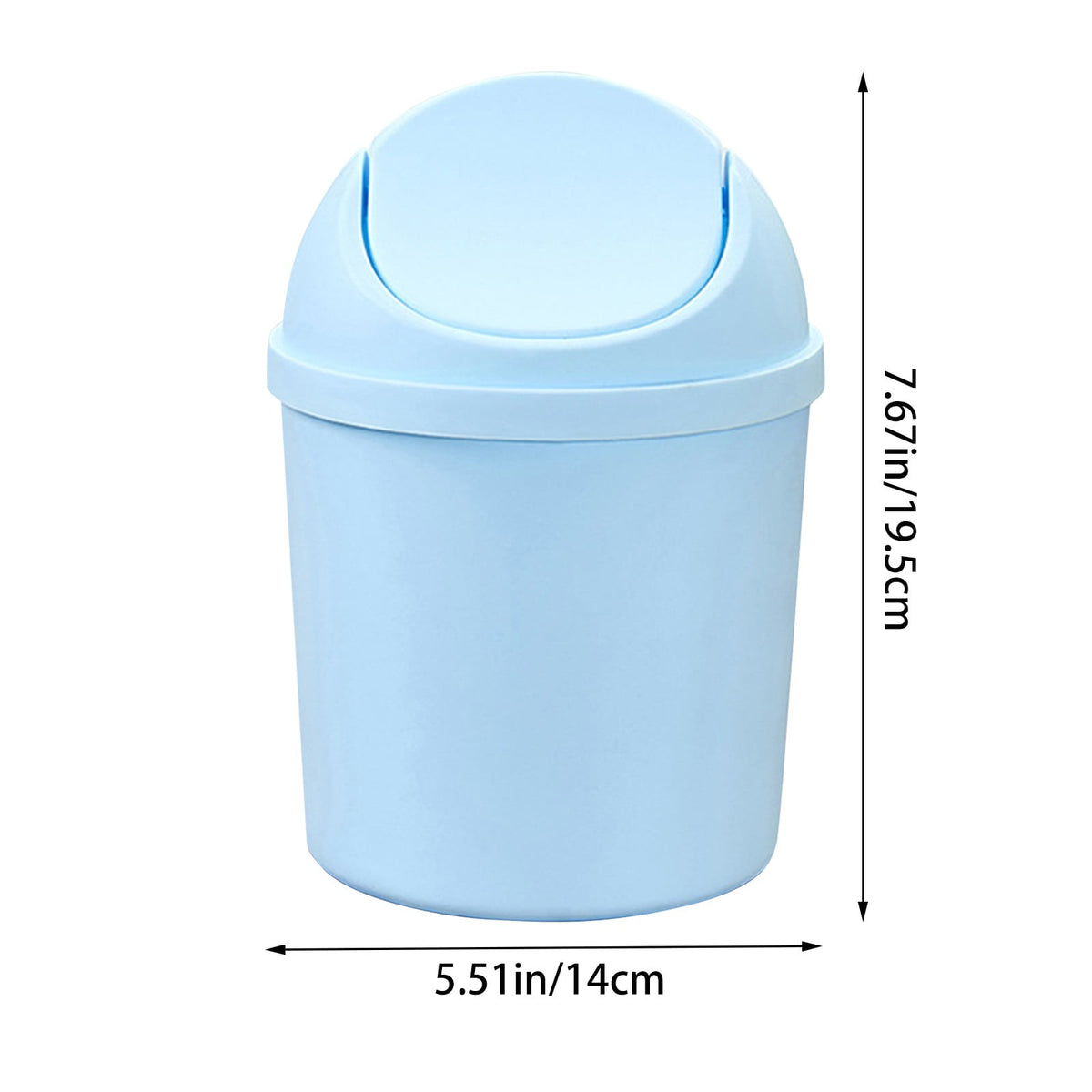 Mini Round Desktop Bin with Swing Lid, Purple Plastic for a Vanity - Image 3