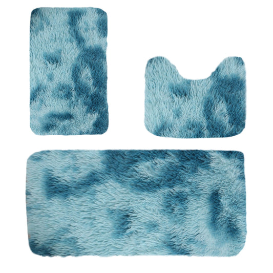 Three-Piece Tie-Dye Bath Mat Set with Contour Rug and Non-Slip Backing