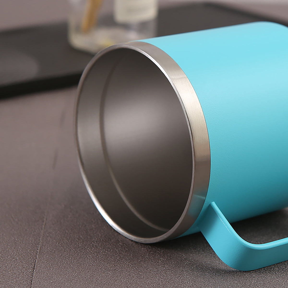 Vacuum-Insulated 12 oz Camp Mug with Handle and Removable Lid - Image 4