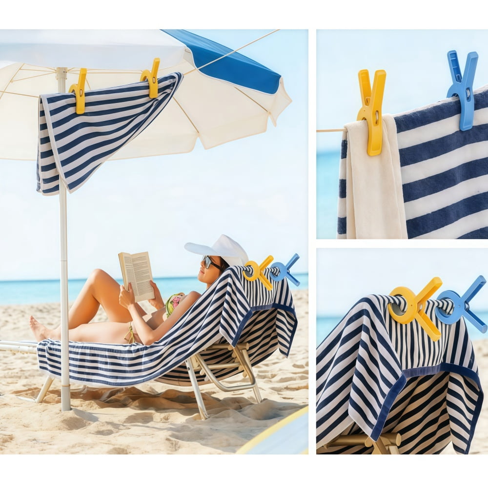 Beach Towel Clips, Set of 12 Heavy-Duty Chair Clips, 3.7 Inches - Image 4