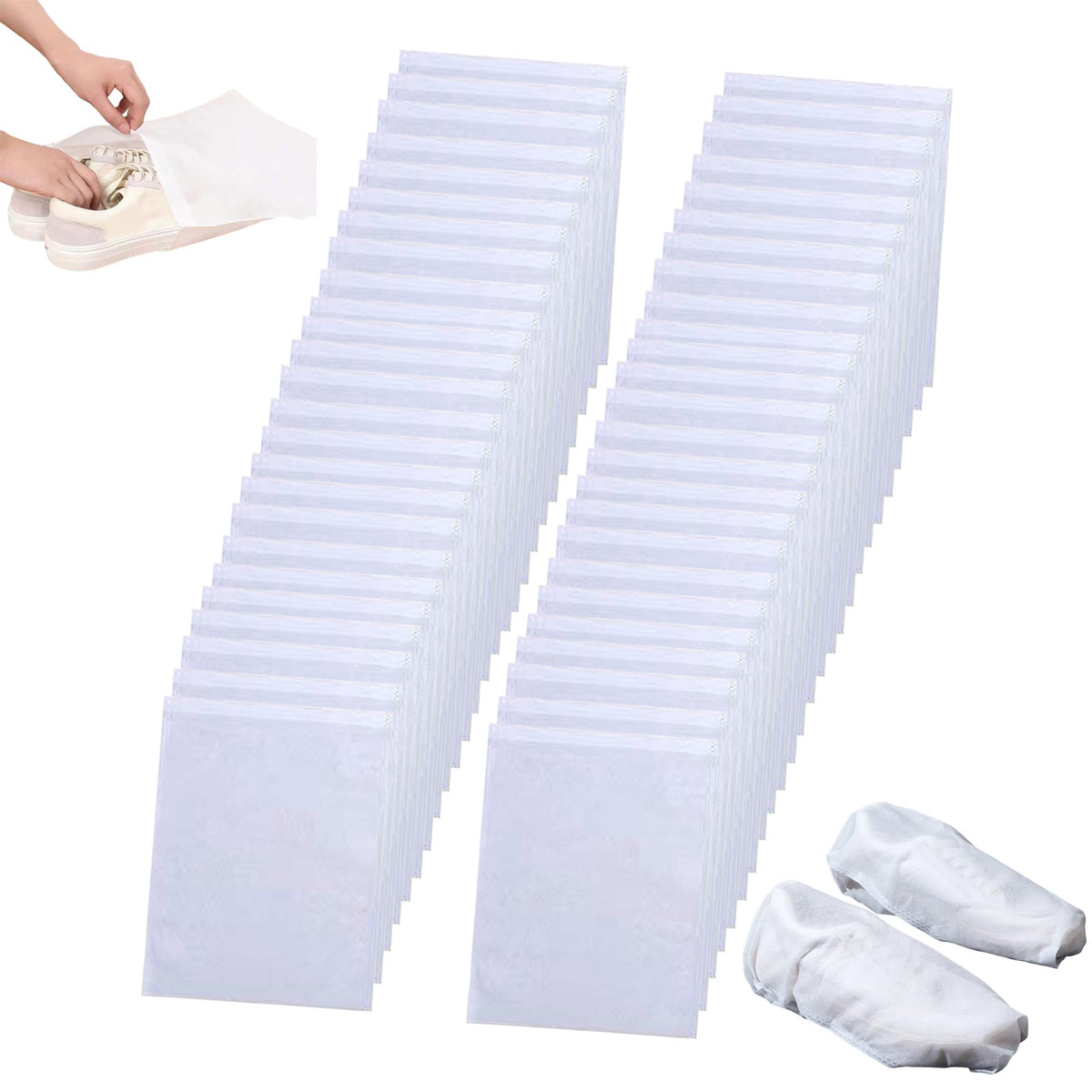 Drawstring Shoe Bags, 50 Nonwoven Pouches for Packing and Closet Storage - Image 4