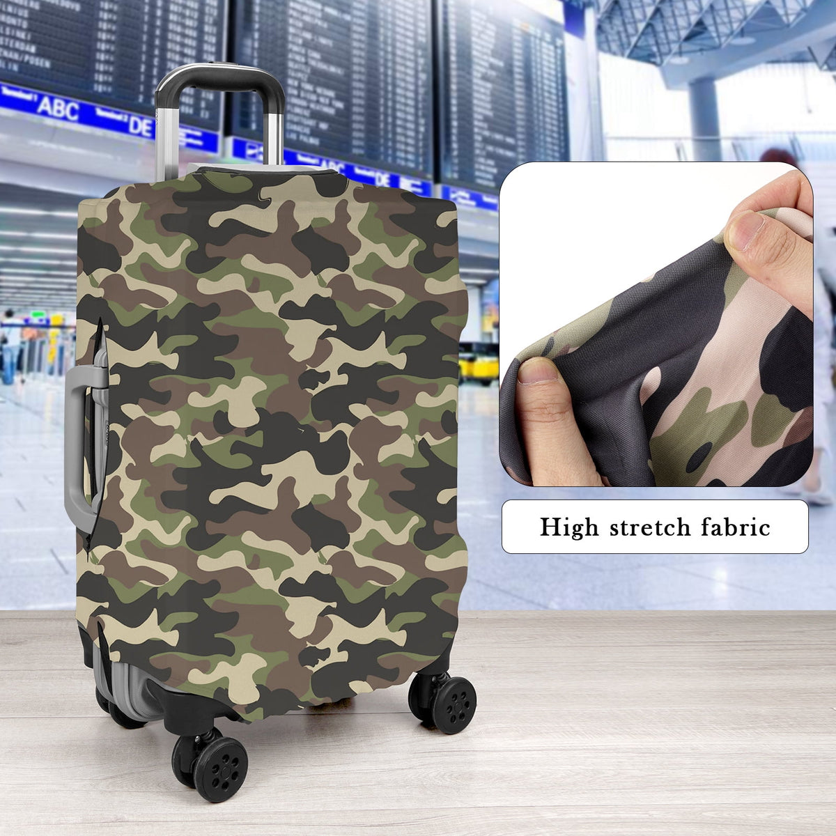 Elastic Suitcase Cover for 22 to 25 Inch Cases, Washable Camouflage Print - Image 3