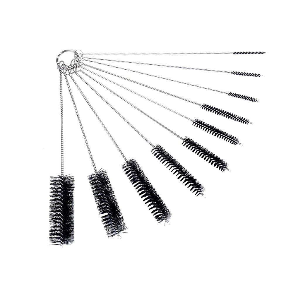 Straw and Tube Brush Set, Ten Pieces with Spiral Bristles