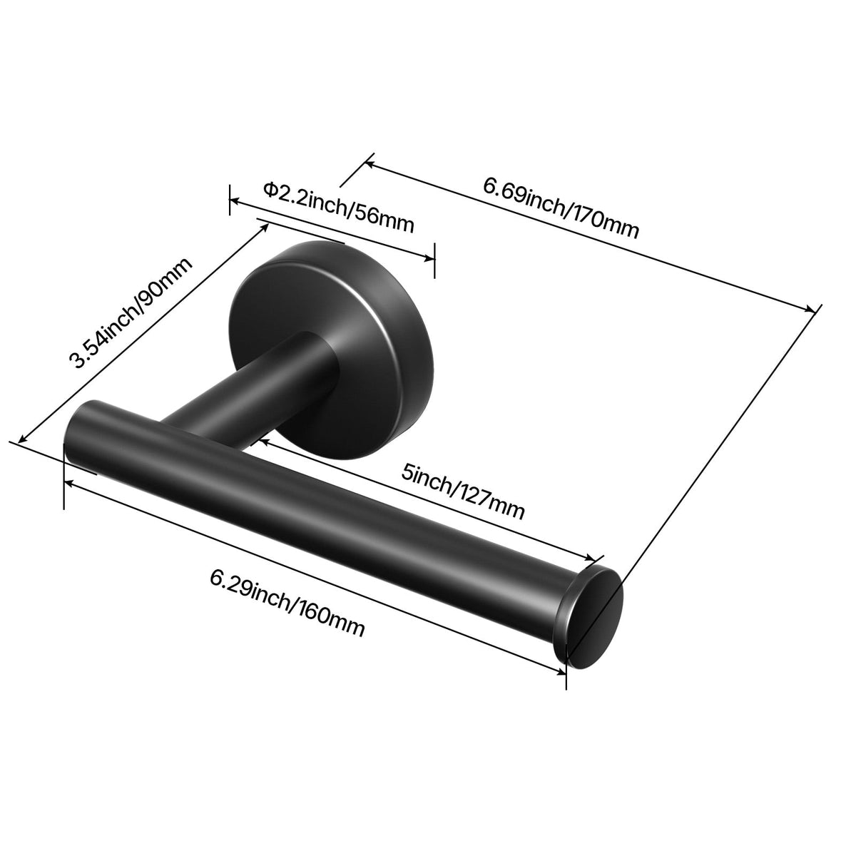 Wall-Mounted Toilet Roll Holder in Stainless Steel, 5 Inch Rod - Image 6