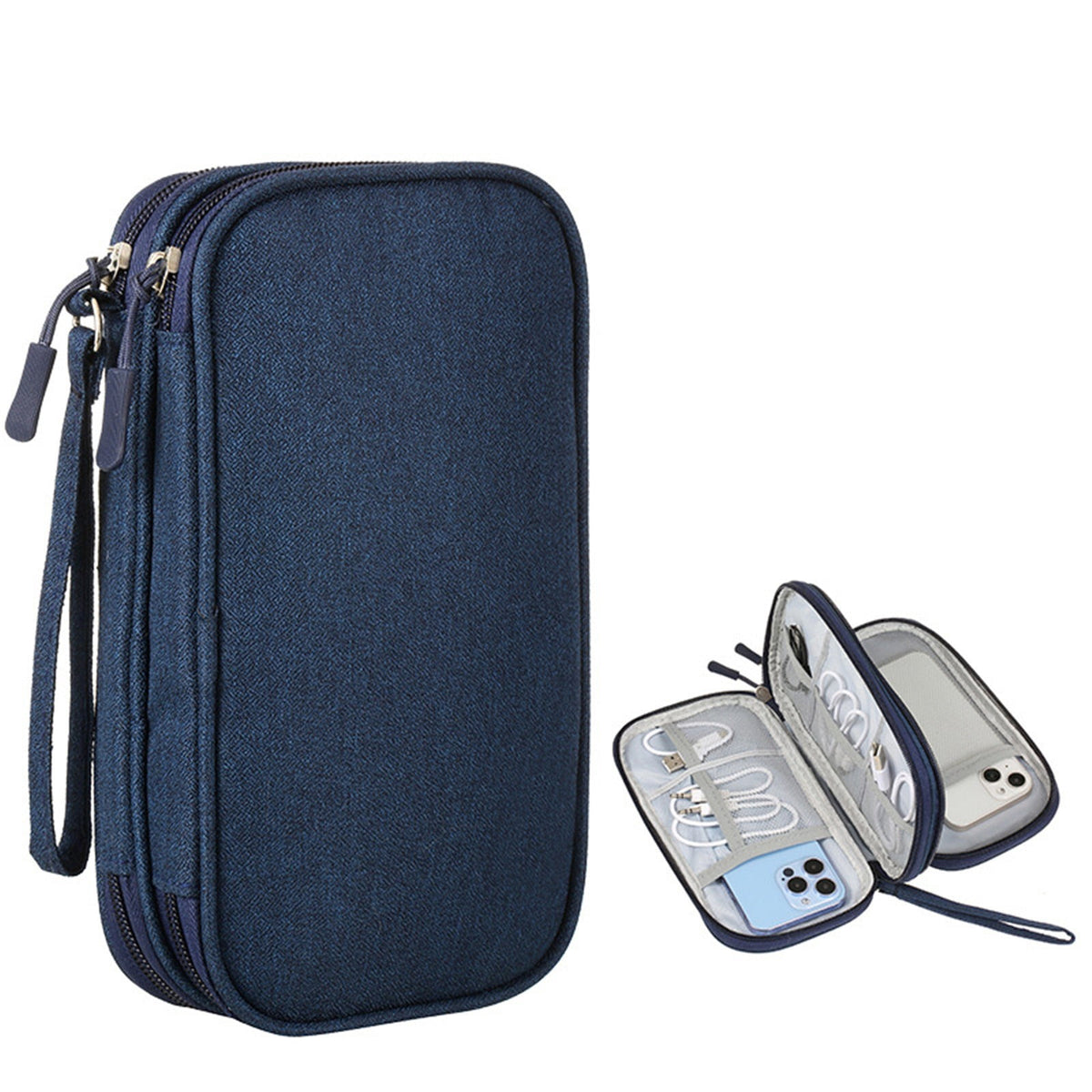 Double-Layer Electronics Organizer for Cables and Chargers, Pink - Image 5