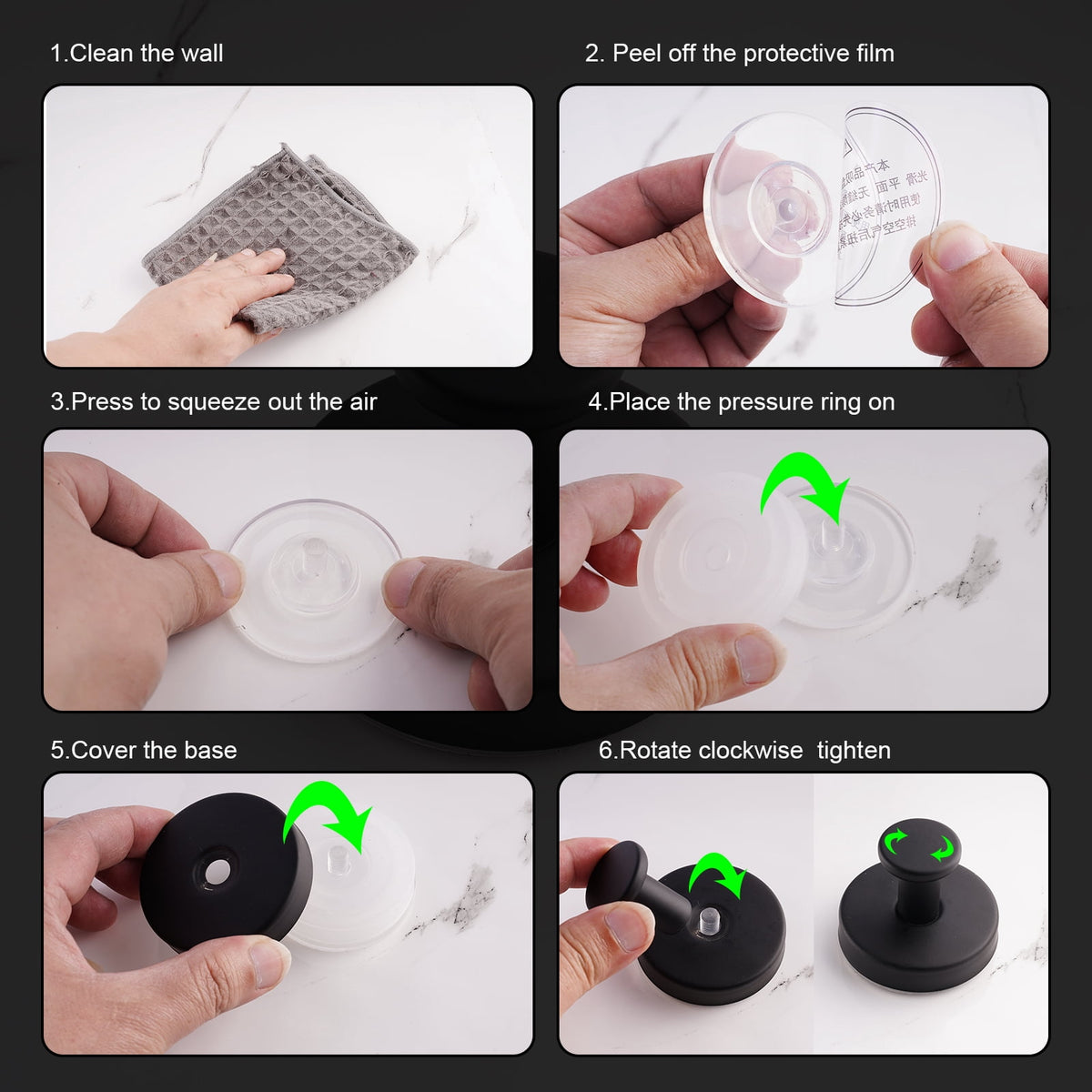 Suction Cup Shower Hooks, Set of 4 in Matte Black, Holds 11 Pounds - Image 4