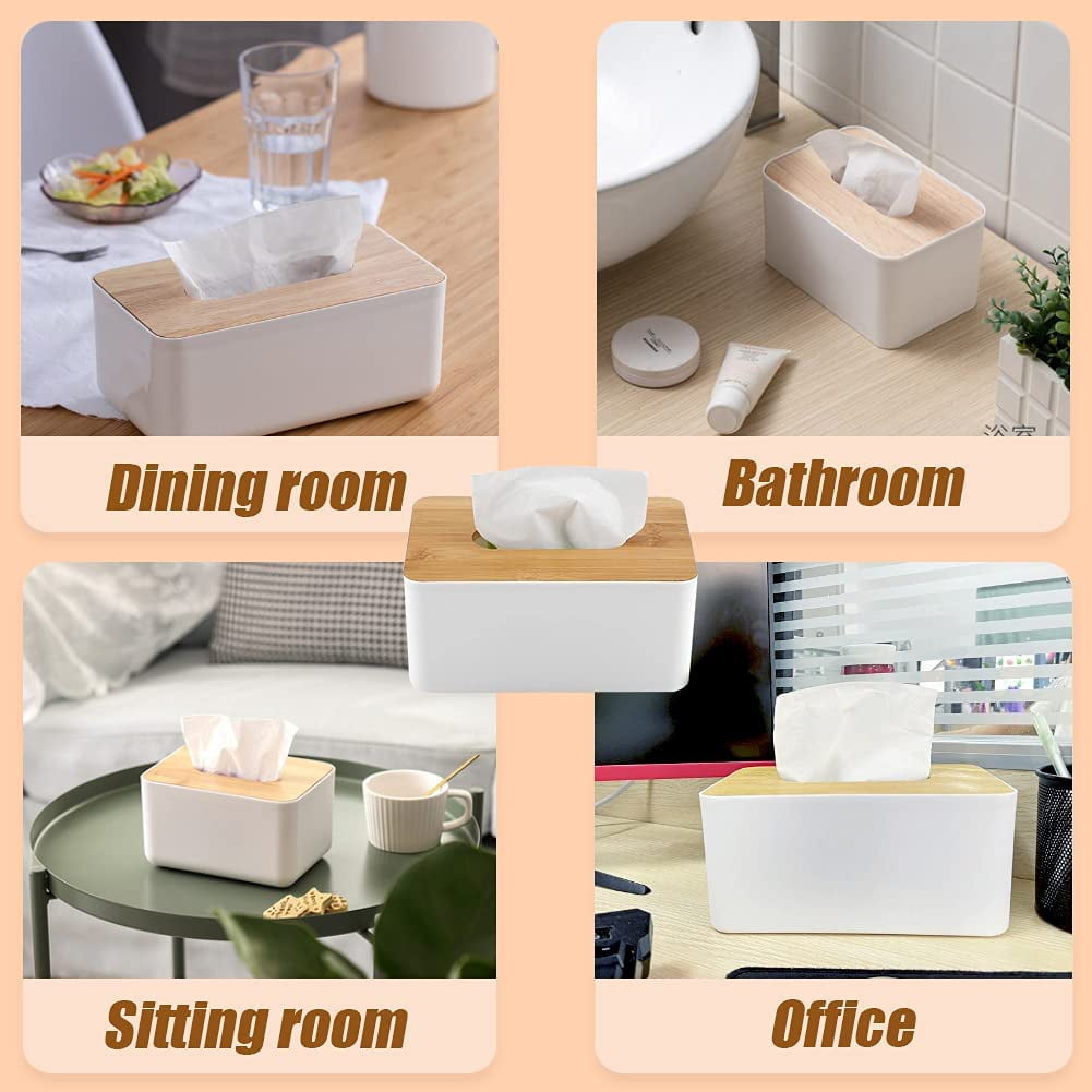 Rectangular Wooden Tissue Box Cover with Lift-Off Lid for a Vanity - Image 4