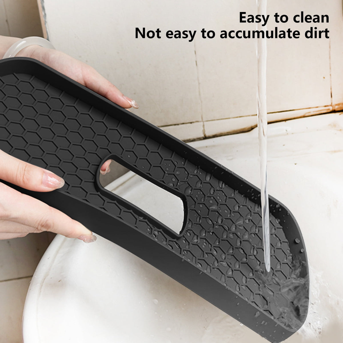 Non-Slip Silicone Tray for Bathroom Counters and Cistern Tops, 13.77 Inches - Image 5