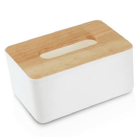Rectangular Wooden Tissue Box Cover with Lift-Off Lid for a Vanity