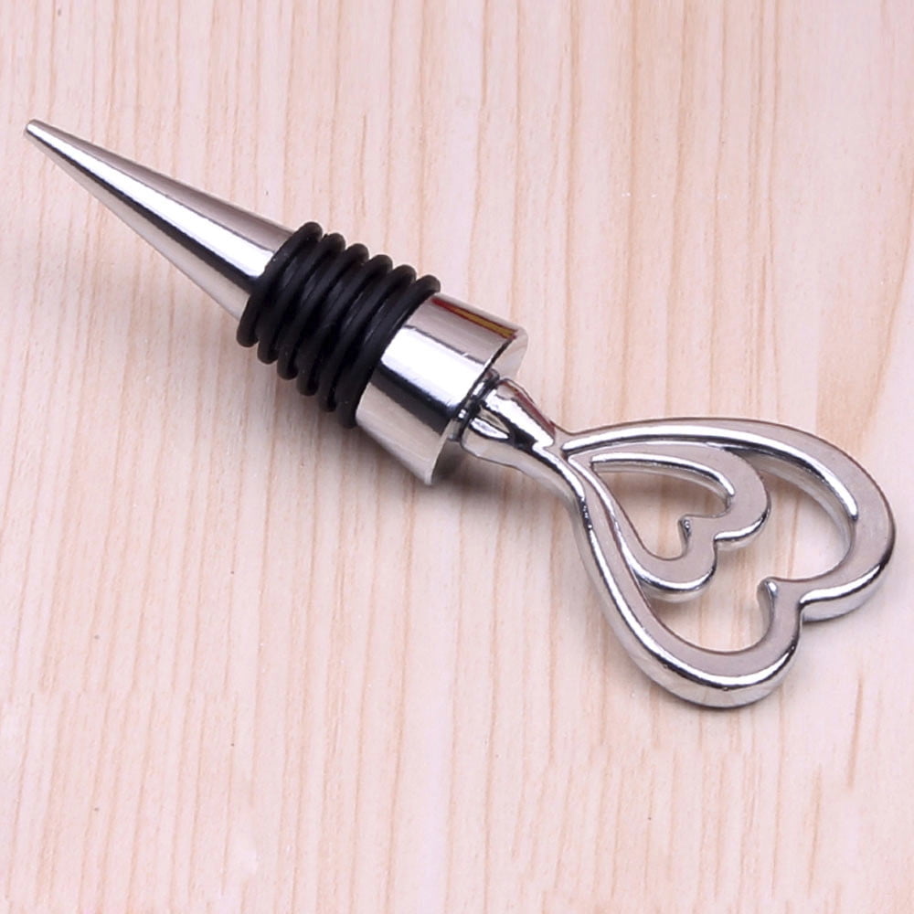 Heart-Topped Alloy Bottle Stopper with Clear Rhinestones, 10 cm Tall - Image 2