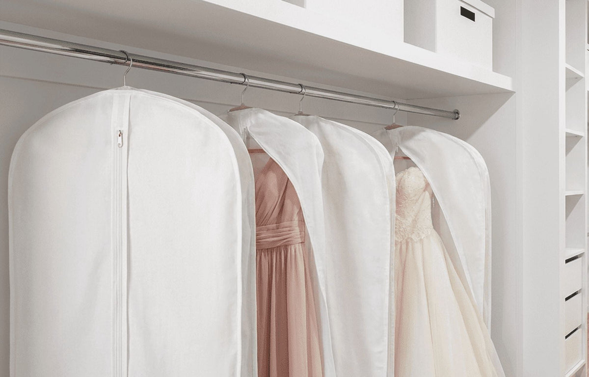 Breathable Cotton Garment Bag with Clear Window and Button Closure, Beige - Image 3
