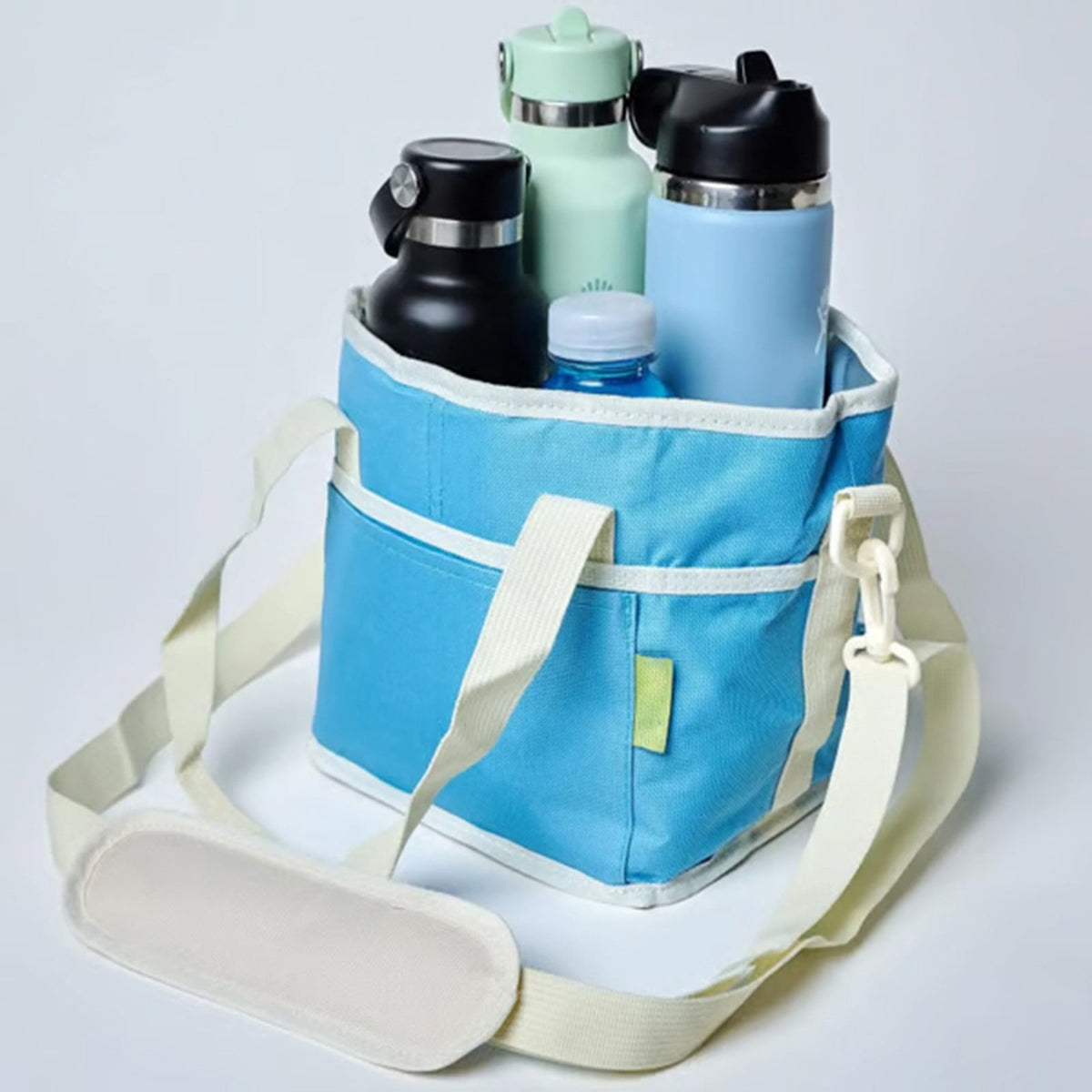 Four-Compartment Drink Carrier with Adjustable Shoulder Strap, Pink - Image 6