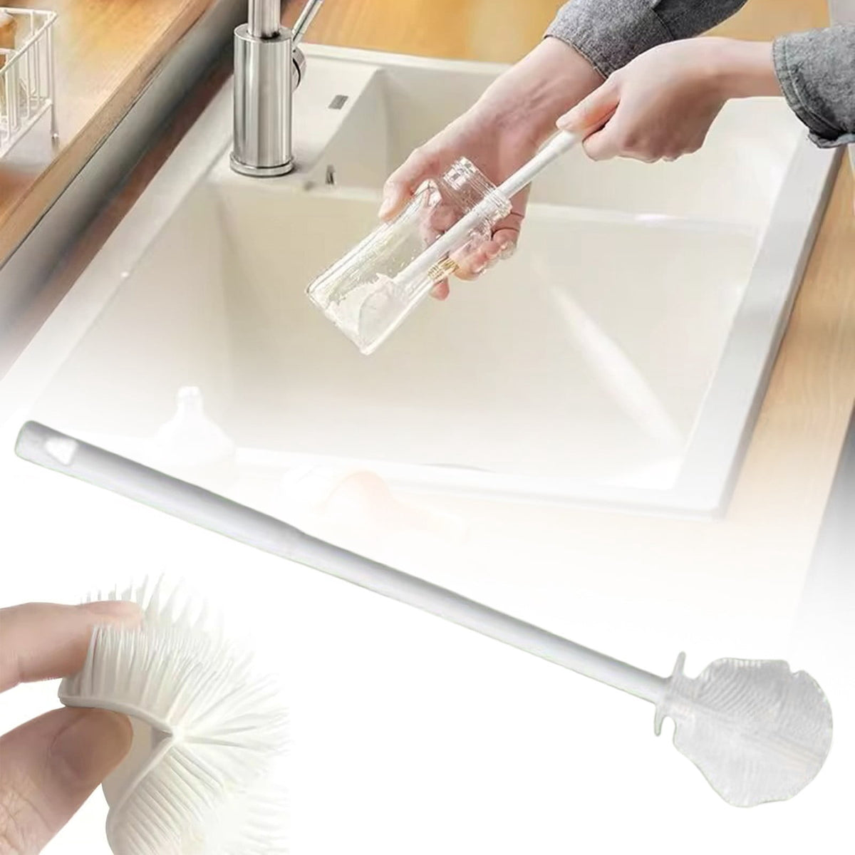 Silicone Bottle Brush with Long Handle for Narrow-Neck Bottles and Mugs - Image 2