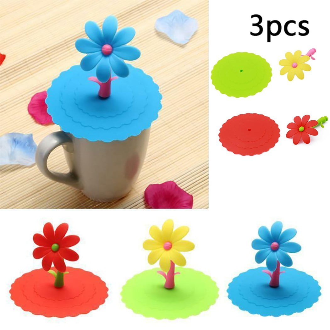 Silicone Cup Lids, Set of 3 Airtight Covers, 10 cm Across - Image 2