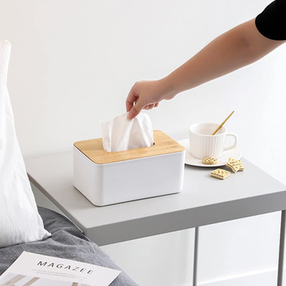 Rectangular Wooden Tissue Box Cover with Lift-Off Lid for a Vanity - Image 5