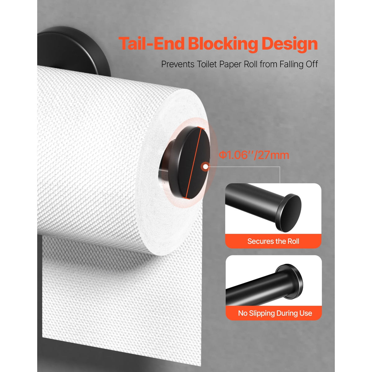 Wall-Mounted Toilet Roll Holder in Stainless Steel, 5 Inch Rod - Image 4