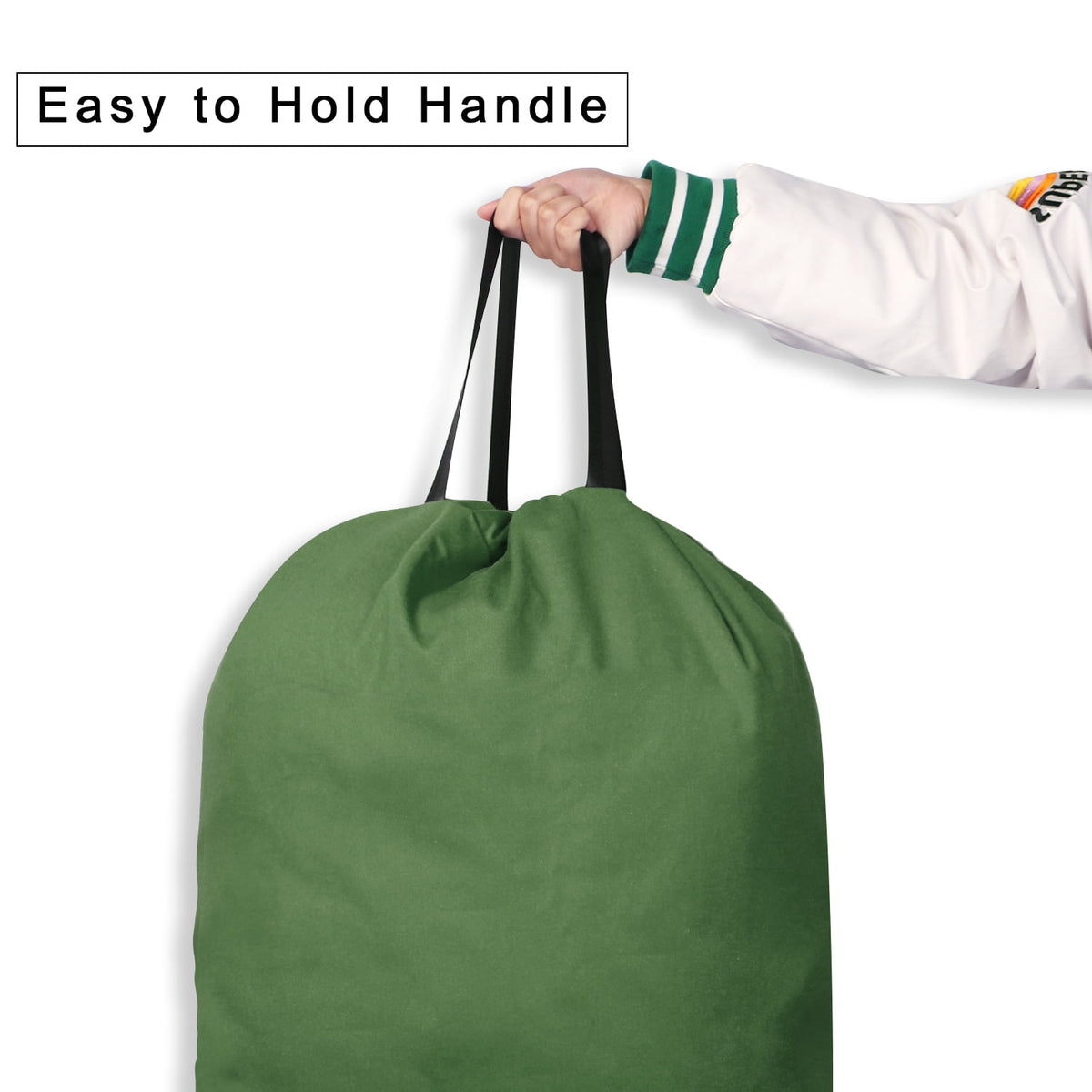 Canvas Cotton Laundry Bag with Drawstring and Handles, 25.5 x 34 Inches - Image 3