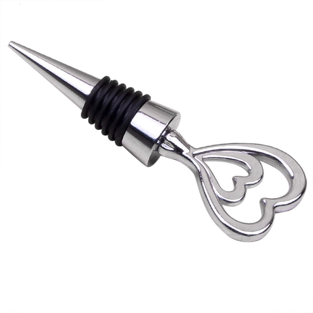 Heart-Topped Alloy Bottle Stopper with Clear Rhinestones, 10 cm Tall