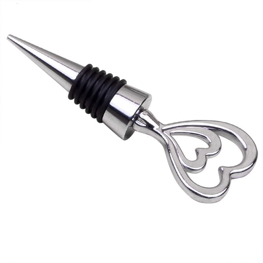 Heart-Topped Alloy Bottle Stopper with Clear Rhinestones, 10 cm Tall